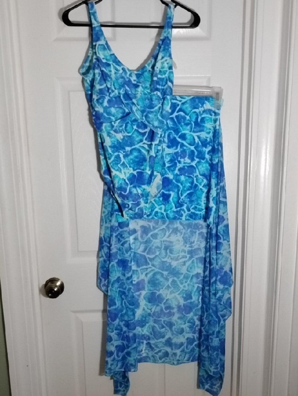 Marbled Blue One Piece Swimsuit + Cover-up Skirt